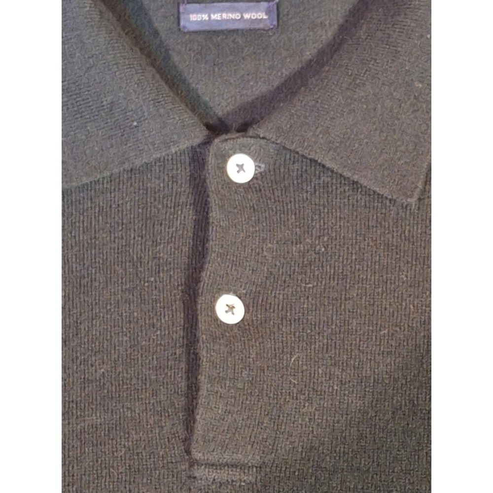 Vintage Polo Ralph Lauren Mens Merino Wool Polo Sweater Green XL Long Sleeve - Picture 9 of 10